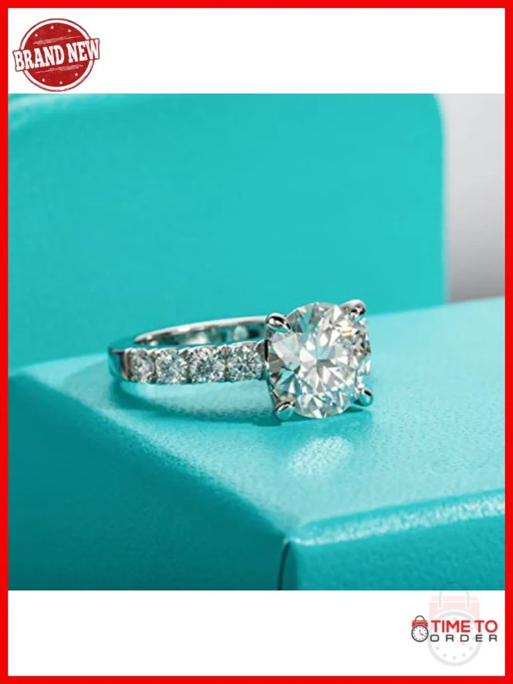 Moissanite Engagement Ring 4.3cttw D Color 925 Sterling Silver Promise